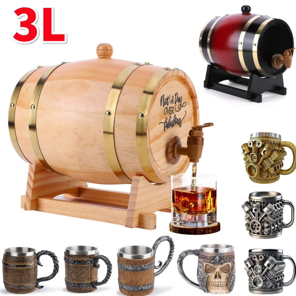 Wine With Beer Cocktail - 3L برميل ويسكي خشبي مع حامل