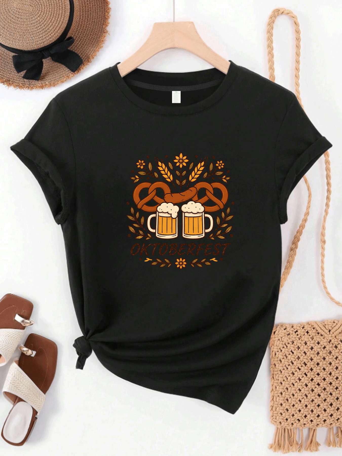 Wine Beer Festival - 【MYJ062633】تي شيرت نسائي لمهرجان البيرة، تي