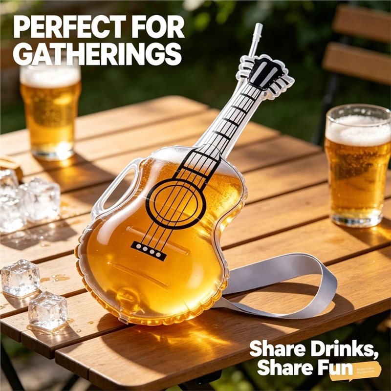 زجاجة بيرة شفافة على شكل جيتار - مراجعة Wine Beer Festival وسعره